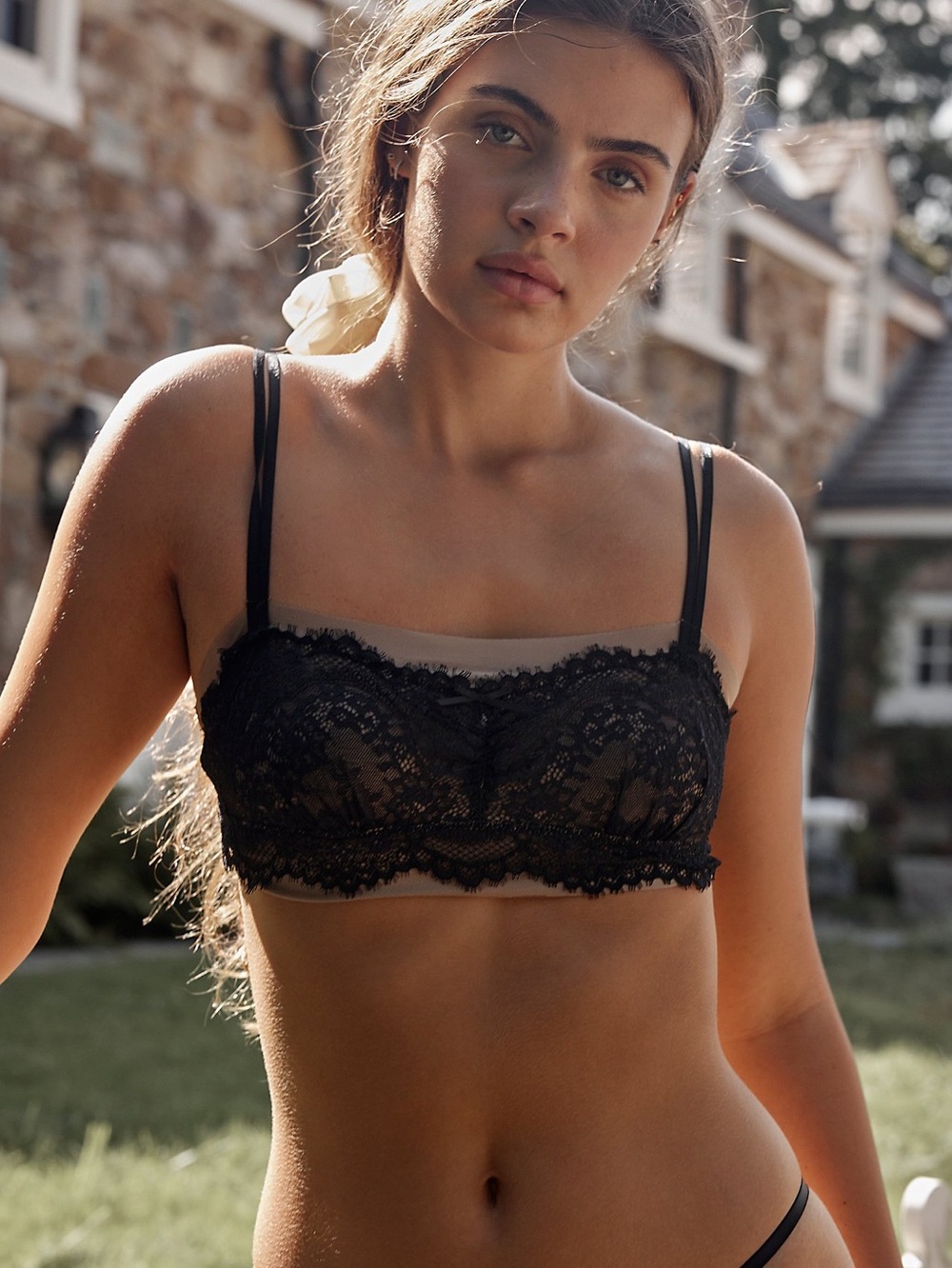 Intimately by Free People Sweet Escapes Sheer Lace Black Bralette size M NWT